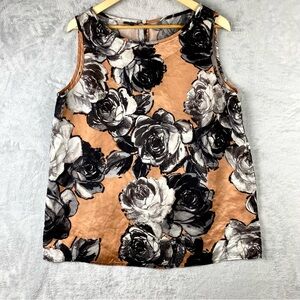 Lafayette 148 New York Floral Tank Size 12 100% Silk Cottagecore Blouse